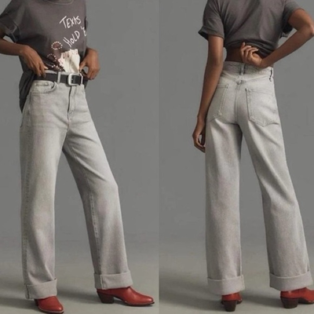 Pilcro Gray Wide Leg Jeans
